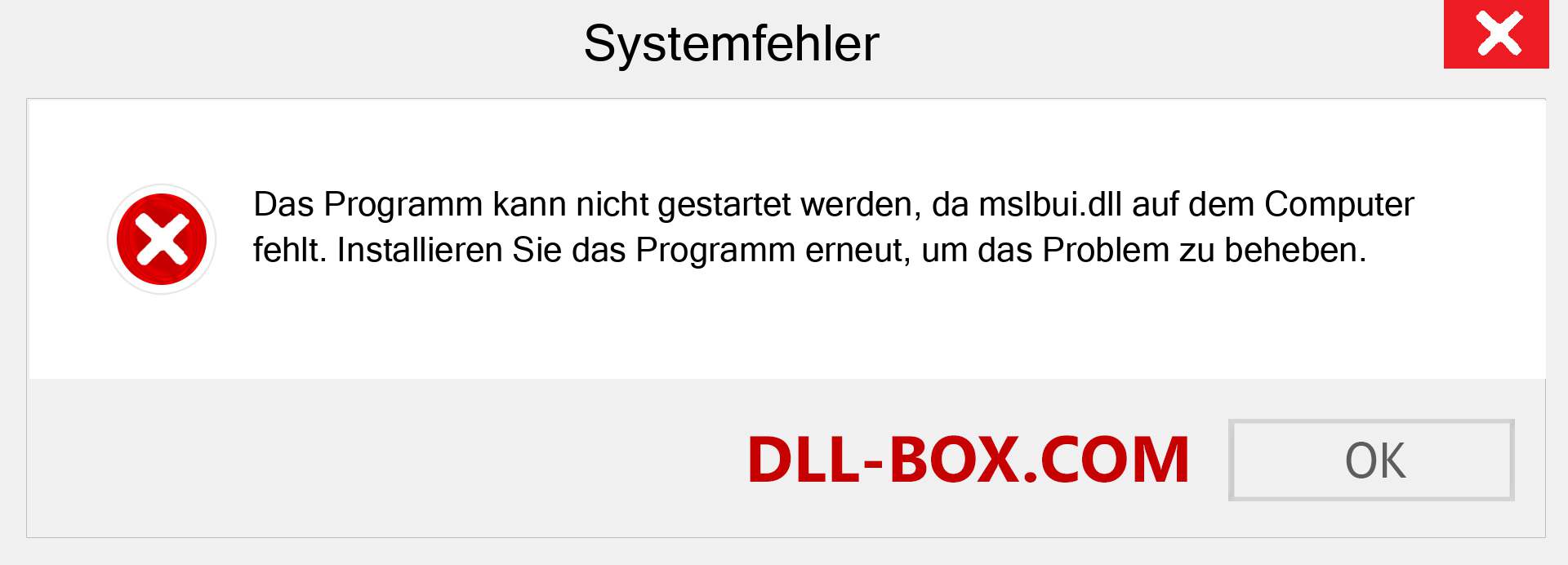 mslbui.dll-Datei fehlt?. Download für Windows 7, 8, 10 - Fix mslbui dll Missing Error unter Windows, Fotos, Bildern