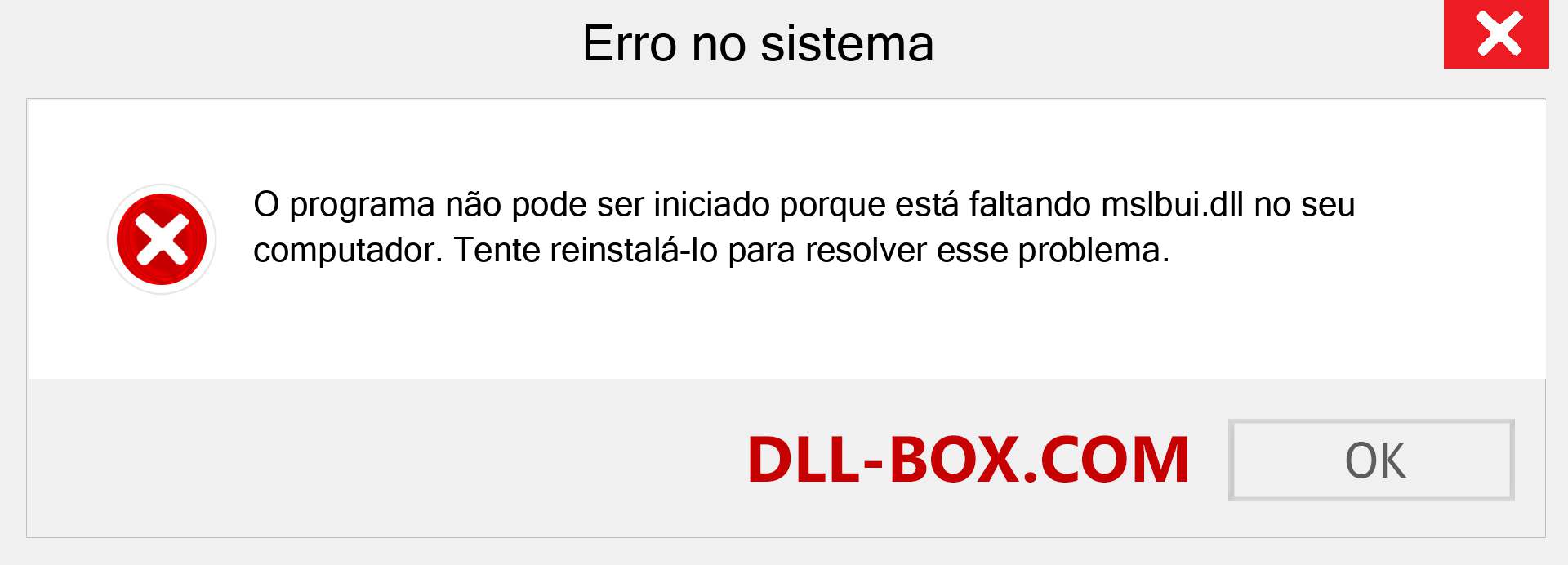 Arquivo mslbui.dll ausente ?. Download para Windows 7, 8, 10 - Correção de erro ausente mslbui dll no Windows, fotos, imagens